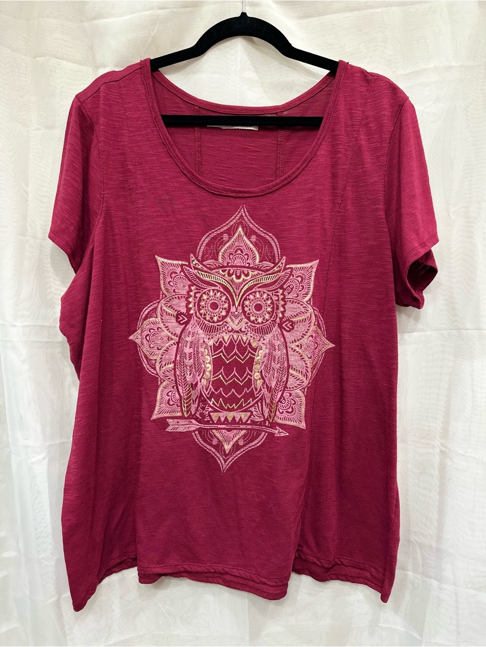 Maurices Pink Owl Graphic Short Sleeve Tee